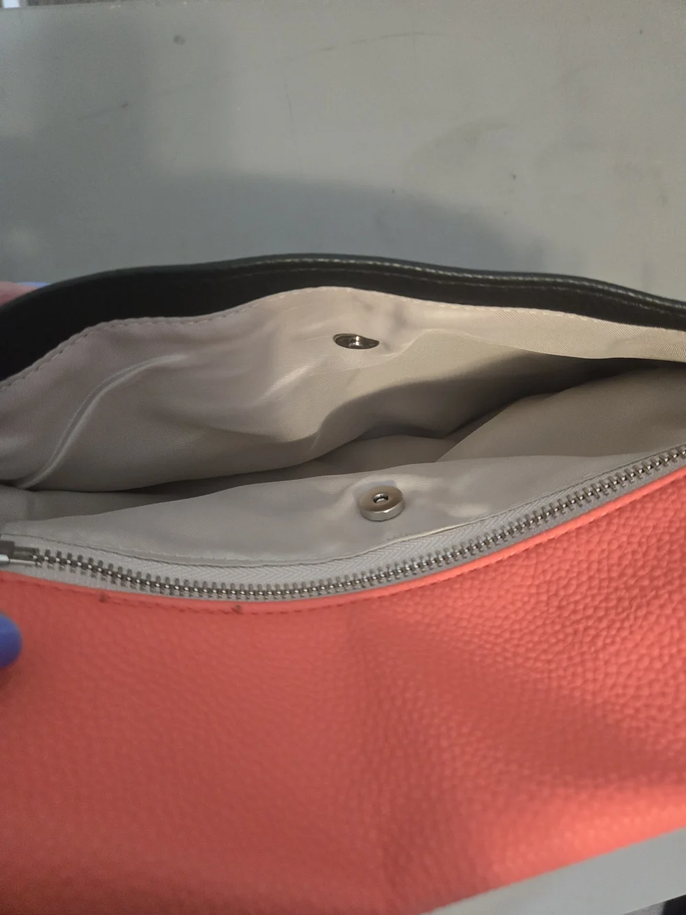 Thirty-One Black Crossbody Bag with Assorted Coral and Patterned Pouches